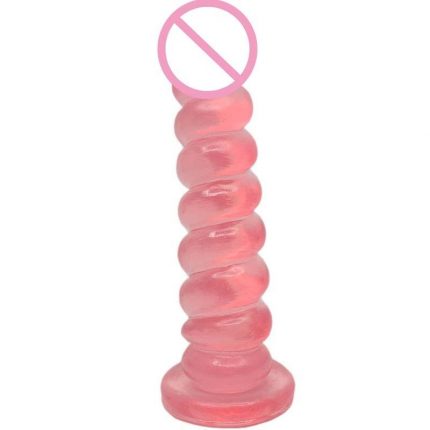 Pink Jelly Spiral Mountable Suction Cup Dildo