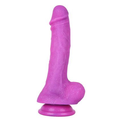 8.3 Inch Realistic Flash Purple Liquid Silicone Suction Cup Dildo